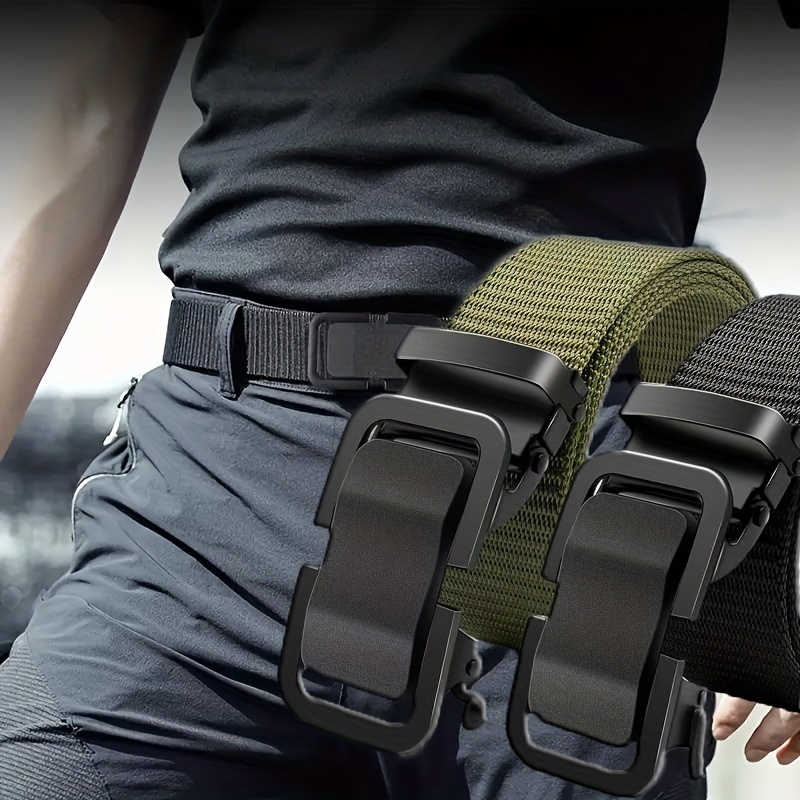 

2-piece Men's Tactical Belt With Automatic Buckle Outdoor Casual Belt, Quick Drying Woven Belt, Ideal Choice For Gift Giving