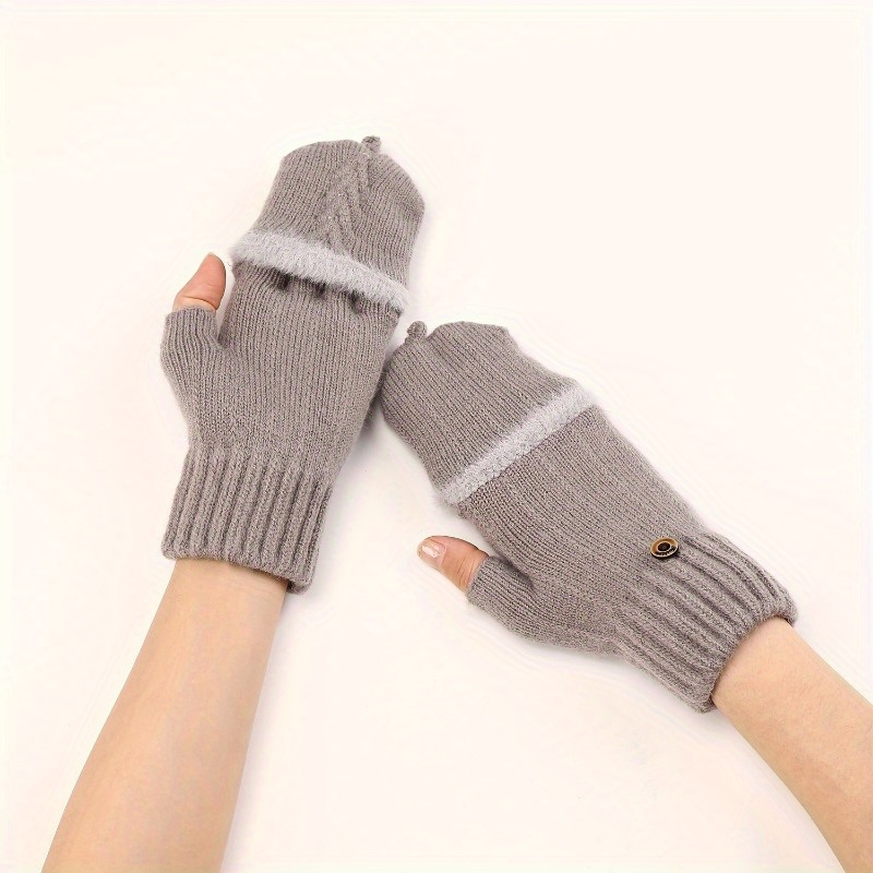 

Warm Short Flip Knitted Gloves For Autumn And Winter: Simple Monochrome Design, Casual Stretch, And Warm, A Must-have Glove For Fashionable Ladies