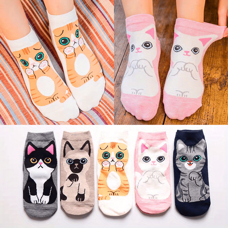 

5/ Of Cute Cat Socks For Men And Women, Sports And Leisure, Warm For Summer, Autumn And Winter, Autumn And Winter Socks