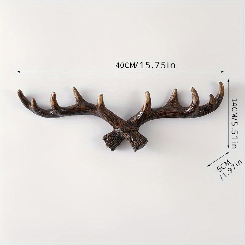 Image of Wall-mounted Cast Iron Hanger Decorative Deer Antler Hook Rack Vintage Wall Hooks For Coats Hats Keys Towels