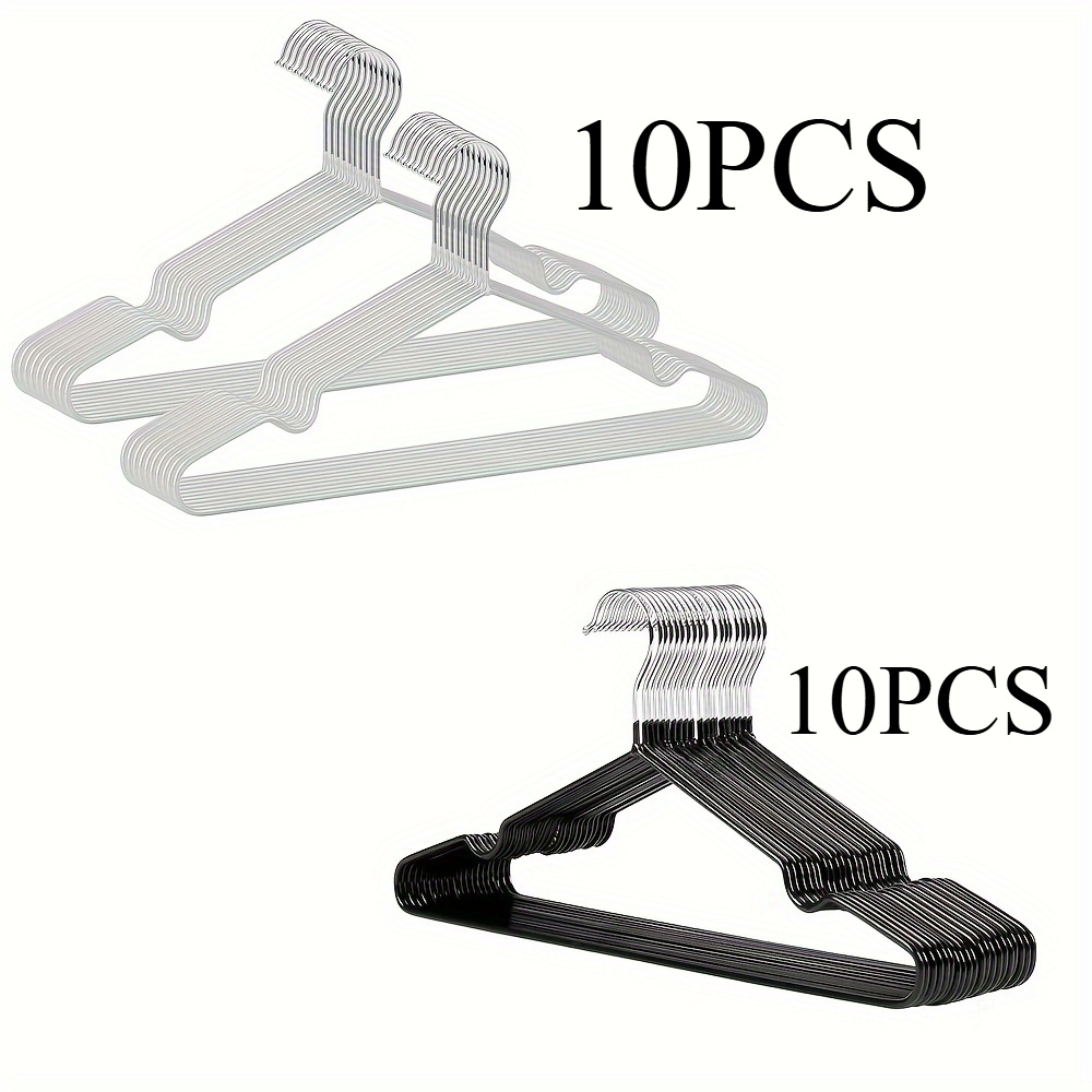 TEMU 20pcs Metal Clothes Hangers Non Anti Slip Rubber Coated Wire Suit Coat Hanger Space Saving Non-slip Clothes Hangers With Shoulder Notches, For