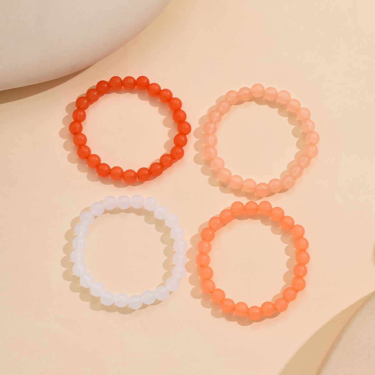 4pcs Gradient Bead Elastic Bracelet Set for Women