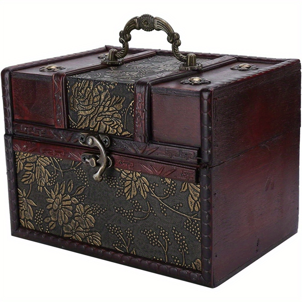 TEMU Retro Jewelry Box, Vintage European Style Classical Jewelry Storage Case Organizer Container, Chest Storage & Decorative (6262d-03-6262