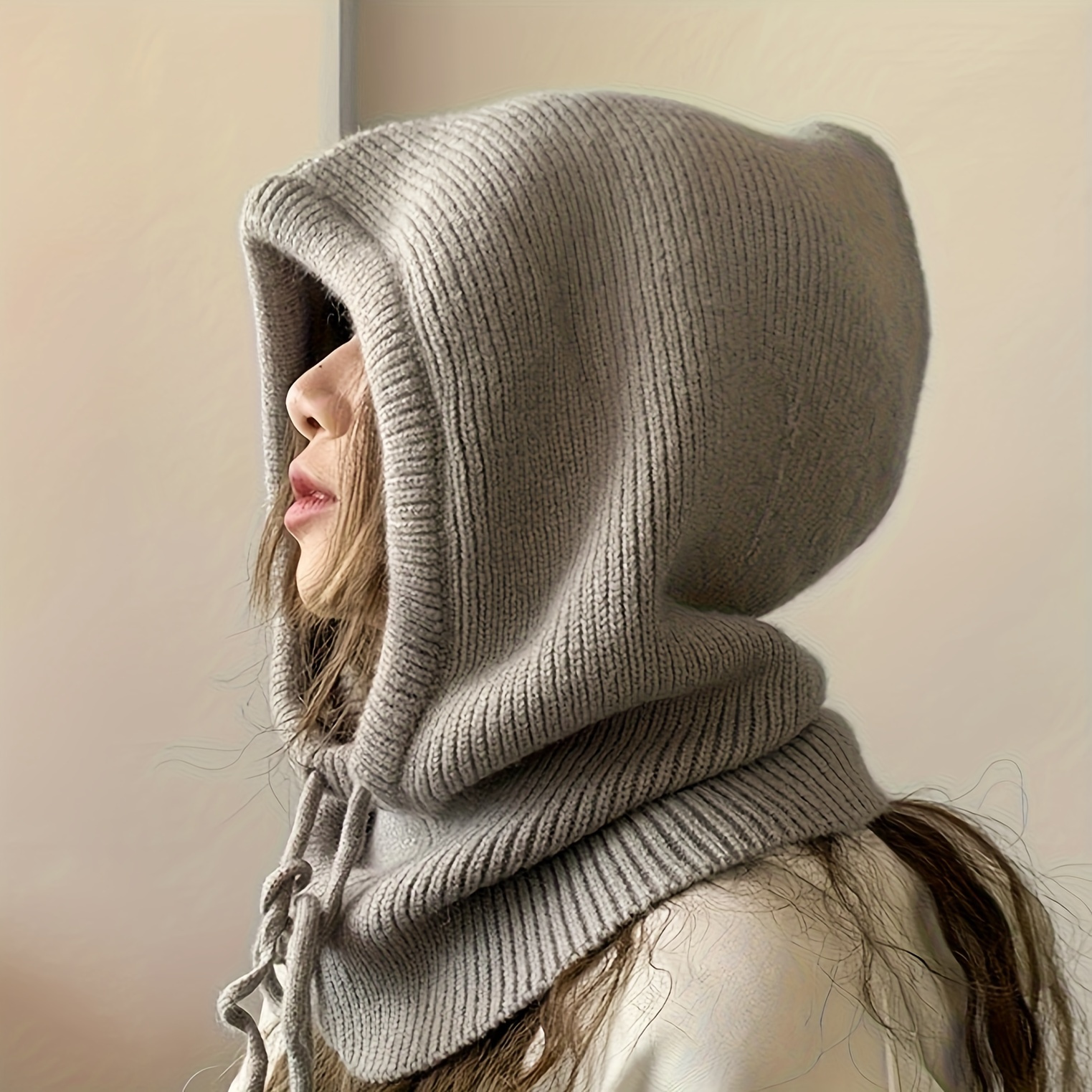 

Hooded Beanie - , Windproof, , And Accessory For Drawstring - For