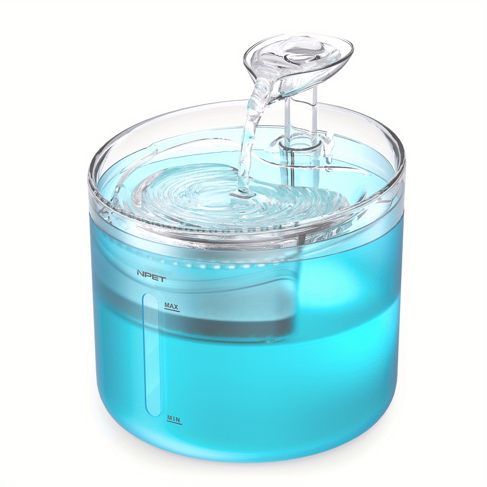 TEMU Npet 54oz/ 1.6l Cat Fountain Automatic, Ultra Drinking Fountain With Led Lights Filter Water Bowl For