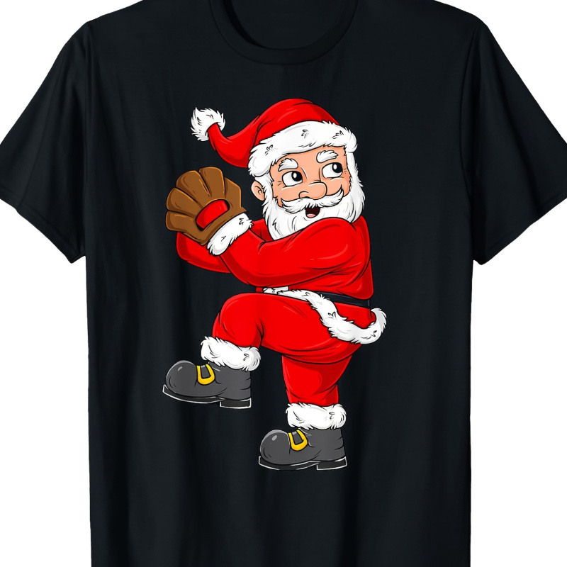 

Santa Baseball Pitcher Boy Teen Christmas T-shirt