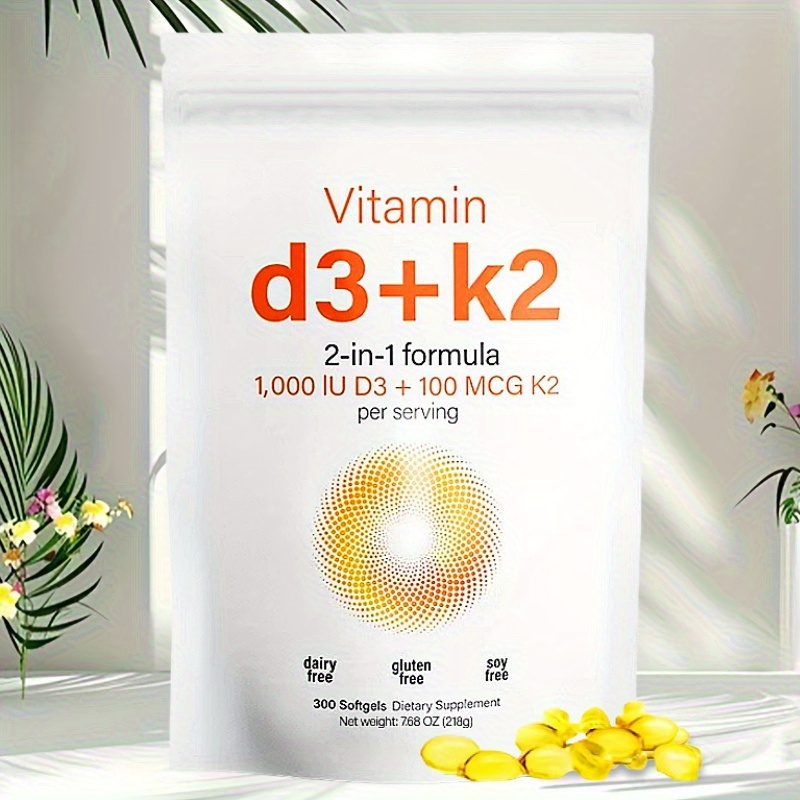 Vitamin D3 0 Lu K2 Mcg 300 Soft gels k2 Mk 7 D3 Temu