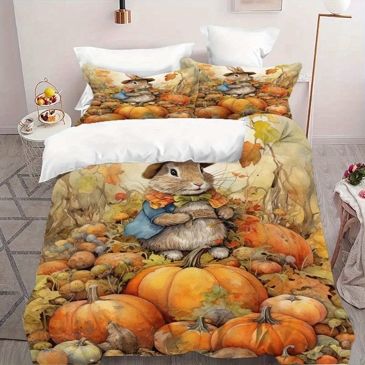 

: 3pcs & Duvet Cover Set Rabbit, & - Includes Zip Duvet Cover And 2 Pillowcases For Or Decor