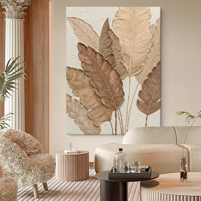 

Large Leaf Canvas Art Print- Wrapped Canvas, Wabi-sabi Inspired Wall Decor For Living Room Bedroom (wrapped Canvas)-lenaxu