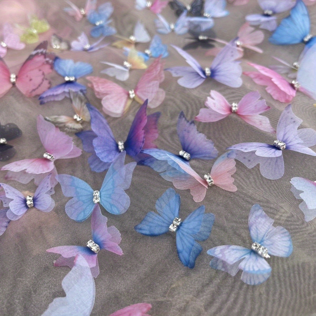 

10pcs Double Layer Organza Butterflies, 3d Polyester Appliques, Diy Crafting Decorative Butterfly Ornaments For Hair Jewelry, Wedding Decoration, Art & Craft Supplies