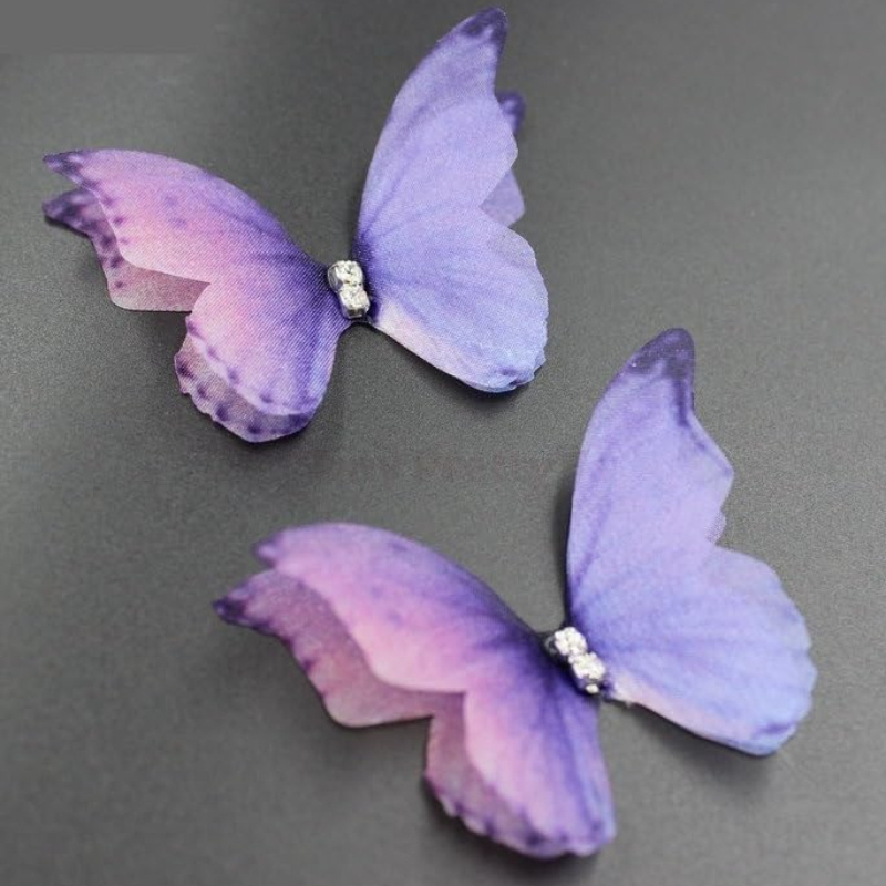 10個入り 二重層オーガンジー 蝶々 3d ポリエステル diyクラフト