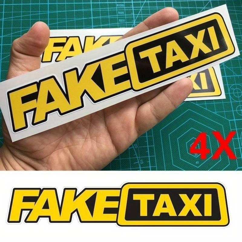 

4pcs Funny Fake Taxi Vinyl Decals For Car Windows - Durable, Easy Apply Stickers For Drift & Tuning