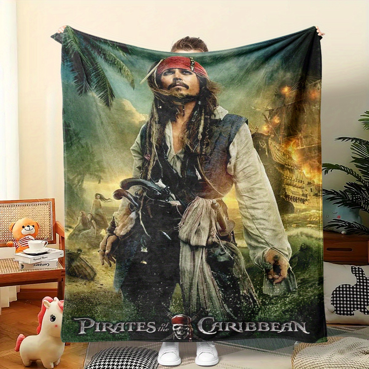 

Movie Poster Pattern Throw Blanket, Soft All-season Polyester Blend, Unpowered, Mixed Colors, Ideal For Office Furniture Accessories, Birthday & Holiday Gift