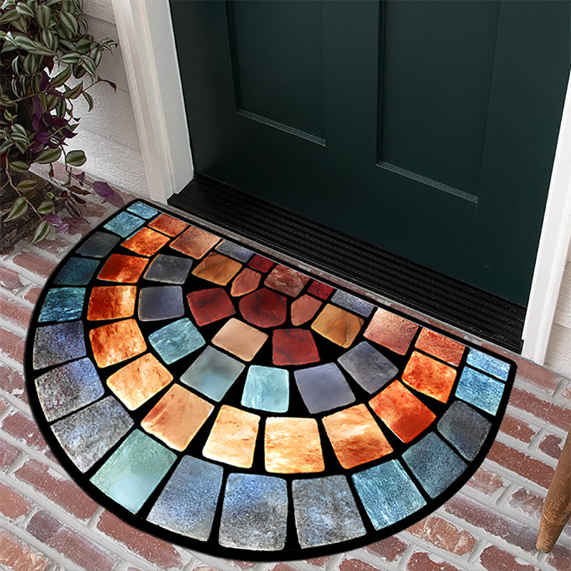 

1pc Print Door Mat - Thick, Non-slip Soft With In Earthy Tones For Porch & Living Room Decor, Machine Washable Polyester Material, Porch | Decorative Floor Mat | Nonslip Mat, Outdoor Door Mat