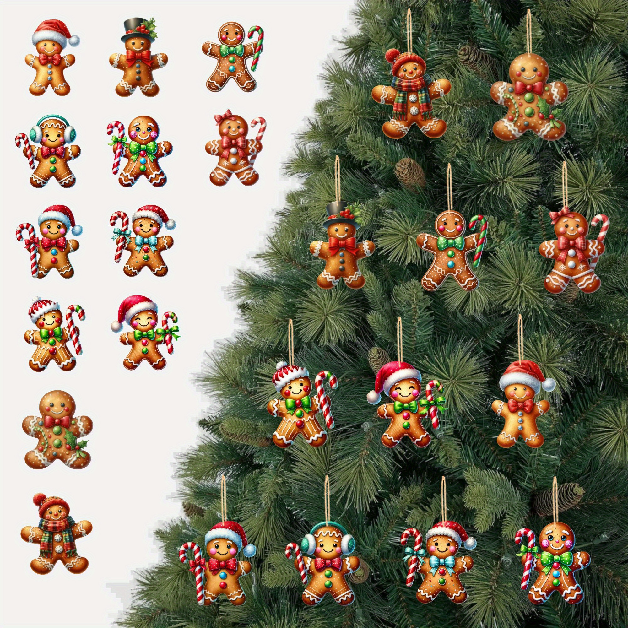 

12pcs Gingerbread Wooden Ornaments Set - Perfect For Christmas Tree & Holiday Home Decor, Charming Winter Gift Idea Holiday Decorations Gingerbread Decor