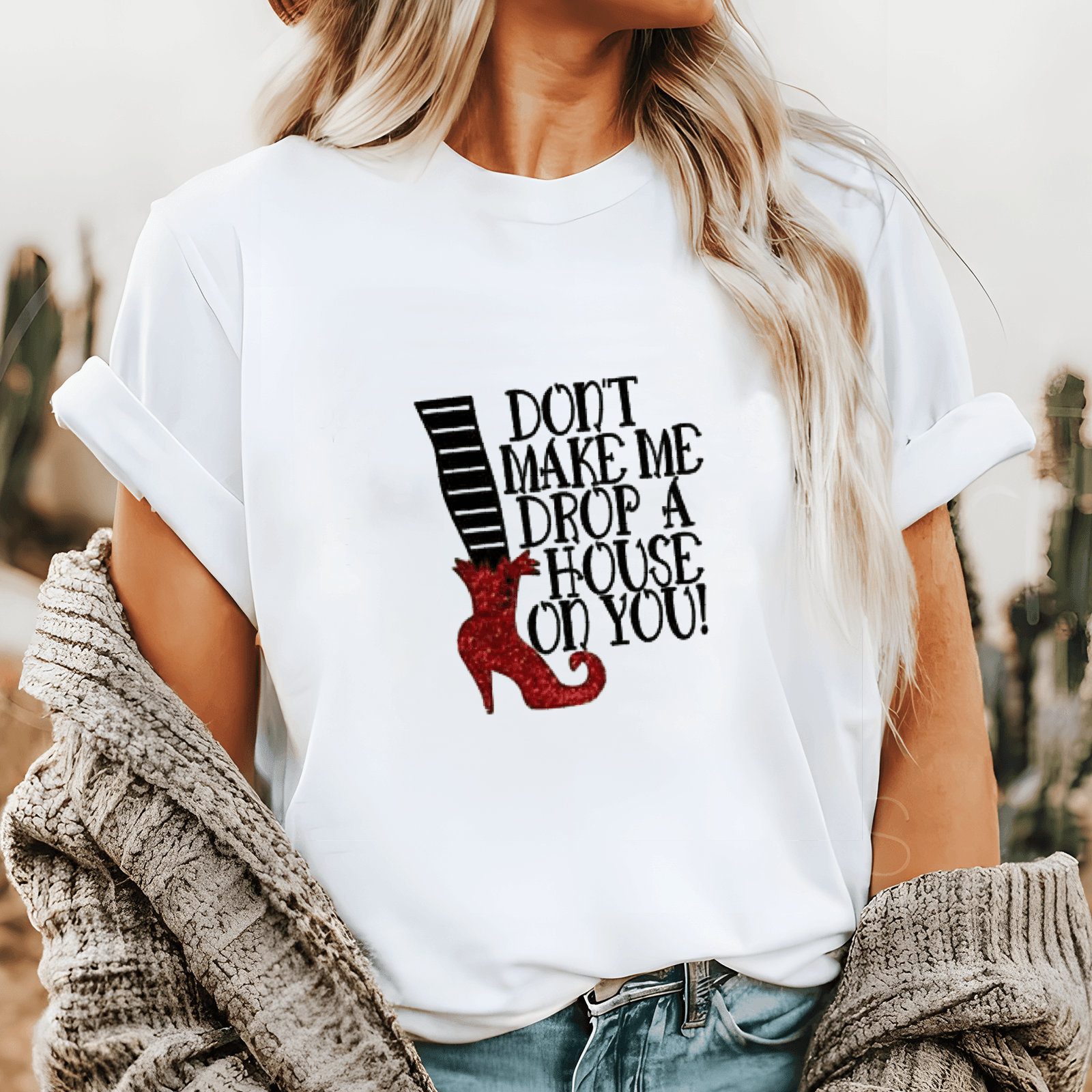 

1pc Simple Ladies T-shirt, Don't Let Me Throw A House Pattern On You, 100% Cotton Material, Round Neck Style Design, Spring And Summer Casual Women's Clothing, Ideal Birthday Gift, Perfect Gift For !