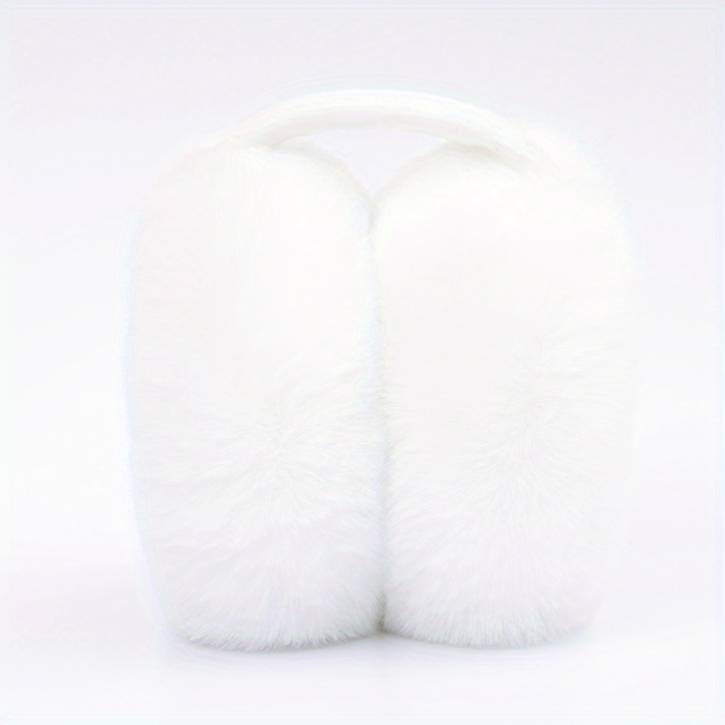 Women's Winter Faux Fur Warm Foldable Knit Cashmere Earmuffs - Outdoor Stretchable Plush Ear Warmers, Cute Frostbite-Resistant Ear Covers details 7