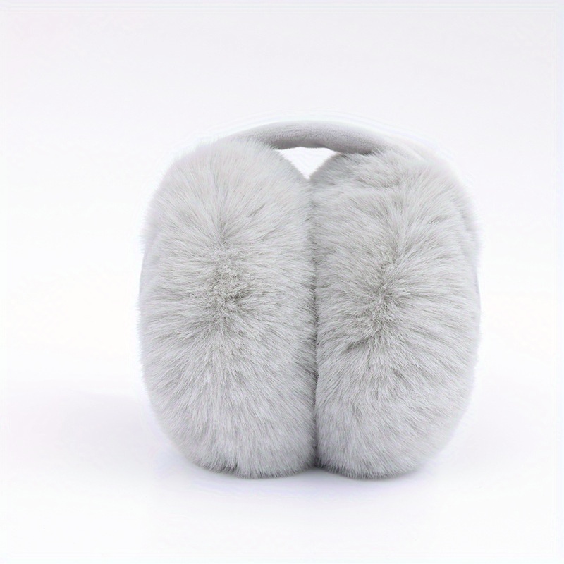 Women's Winter Faux Fur Warm Foldable Knit Cashmere Earmuffs - Outdoor Stretchable Plush Ear Warmers, Cute Frostbite-Resistant Ear Covers details 8