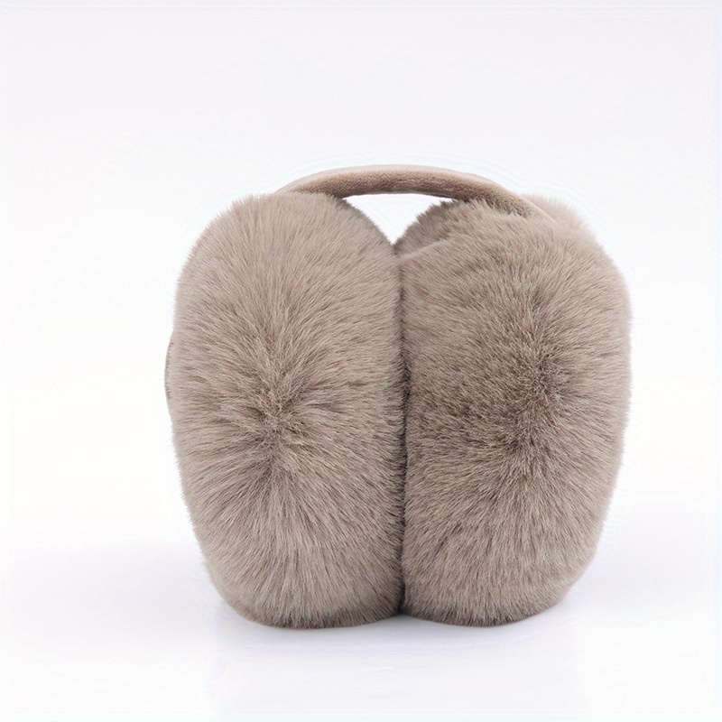 Women's Winter Faux Fur Warm Foldable Knit Cashmere Earmuffs - Outdoor Stretchable Plush Ear Warmers, Cute Frostbite-Resistant Ear Covers details 9