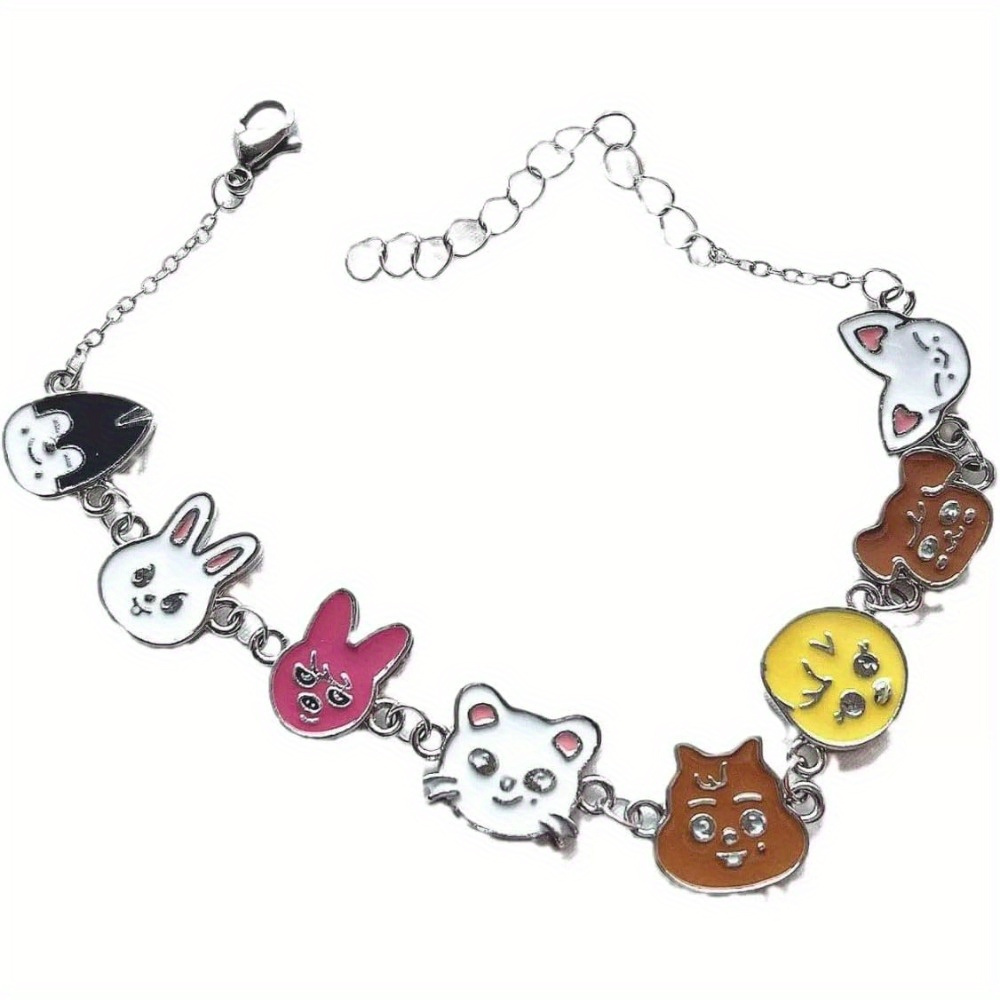 

Kpop Skz-inspired Alloy Charm Bracelet With Cute Animal Designs, Avant-garde Style, No Plating, 1pc Fan Collection Gift