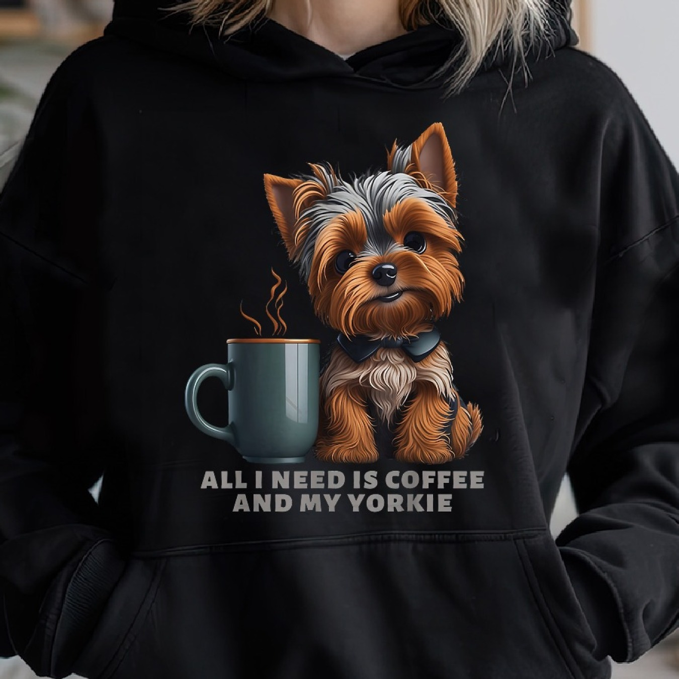 

Funny Yorkie Dog Mom Woman's Cozy Pullover Hoodie, Casual Long Sleeve Crew Neck Hoodie