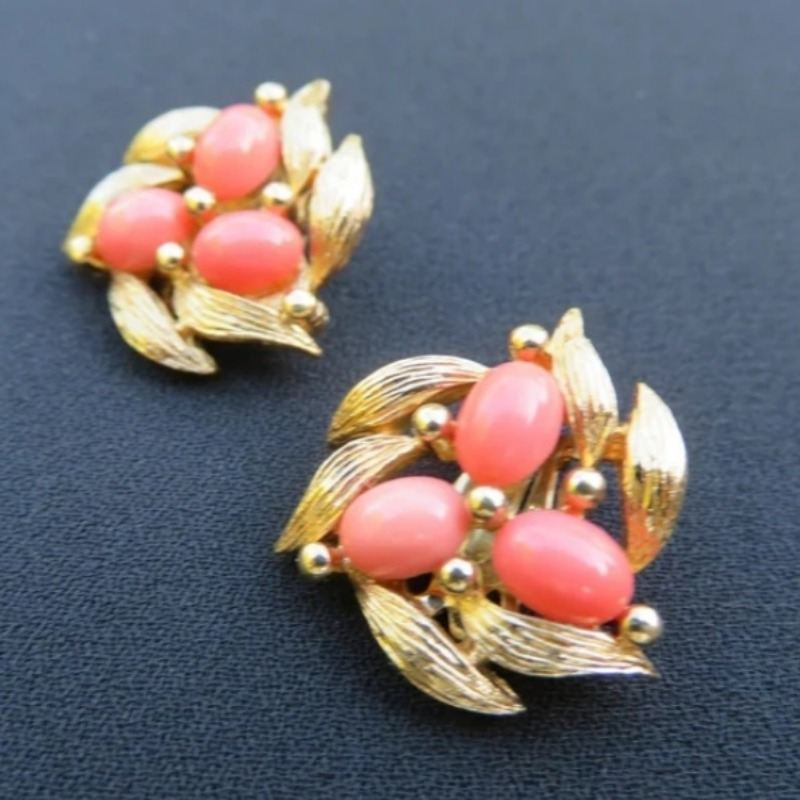 Layer KC Golden Plated Stud Earrings with Pink Gemstones for Weddings