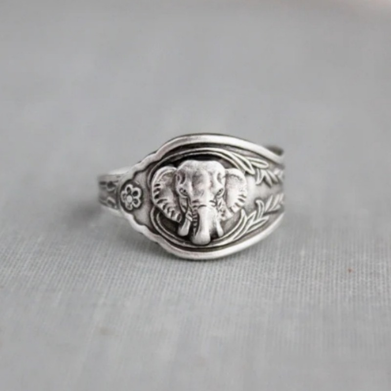Vintage Elephant Spoon Ring for Casual Attire & Gifting