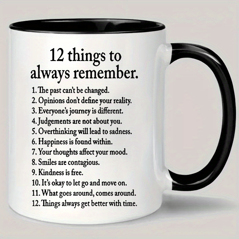 TEMU 1pc Inspirational Quote Ceramic Mug 11oz - Reusable, Insulated, Hand Wash Only, Multipurpose Coffee Cup For Home Kitchen Decor, No Electricity Needed