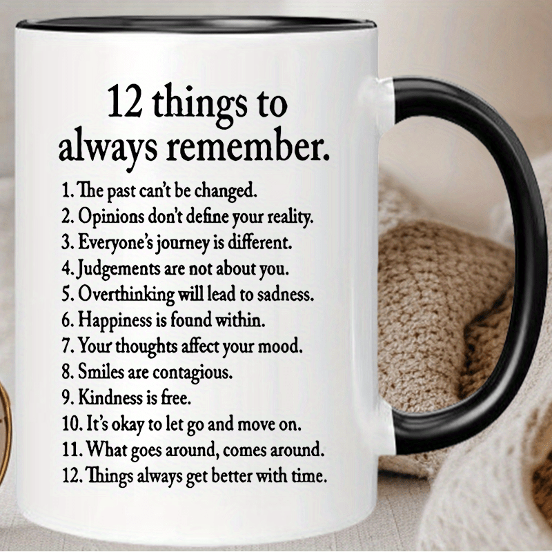 inspirational ceramic mug featuring 12 motivational quotes - Temu
