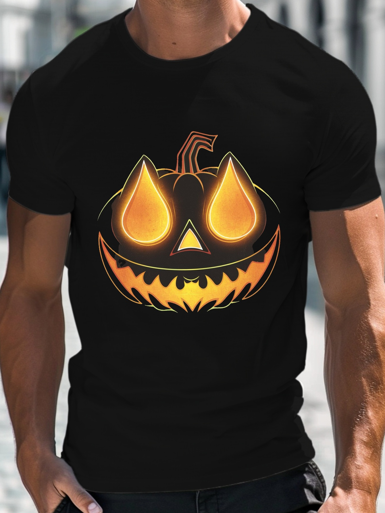 camiseta gráfica cara calabaza halloween hombre cuello Temu Colombia