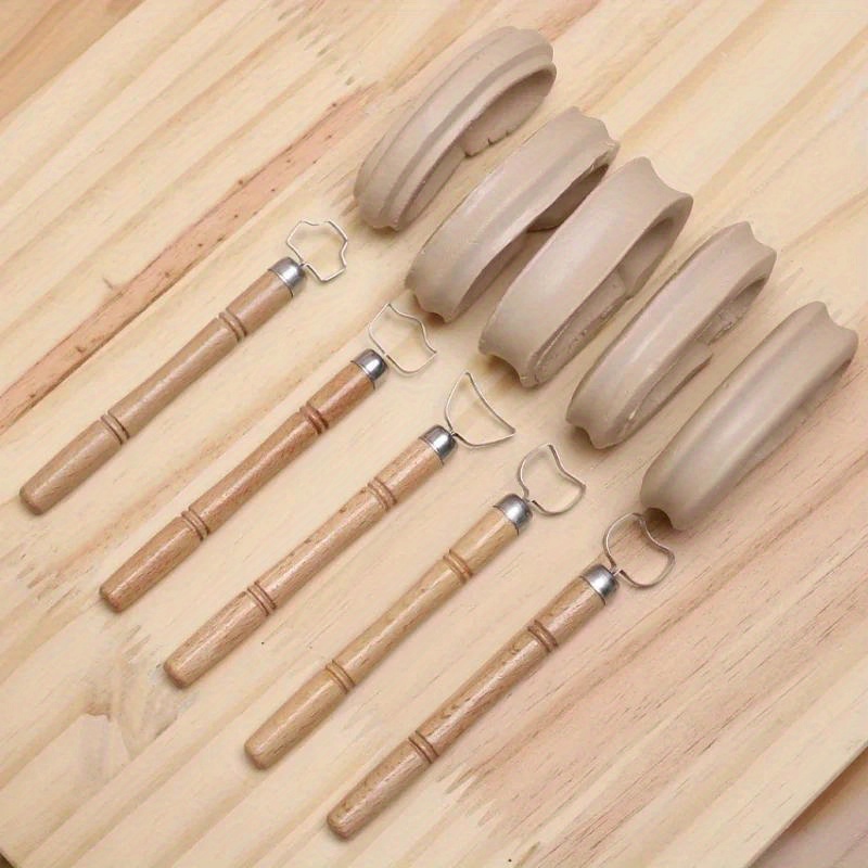 

5pcs/set Pottery Handle Shaping Tools Water Glass Handle Carving Scraper Diy Ceramic Pot Shaping Crafting Tools