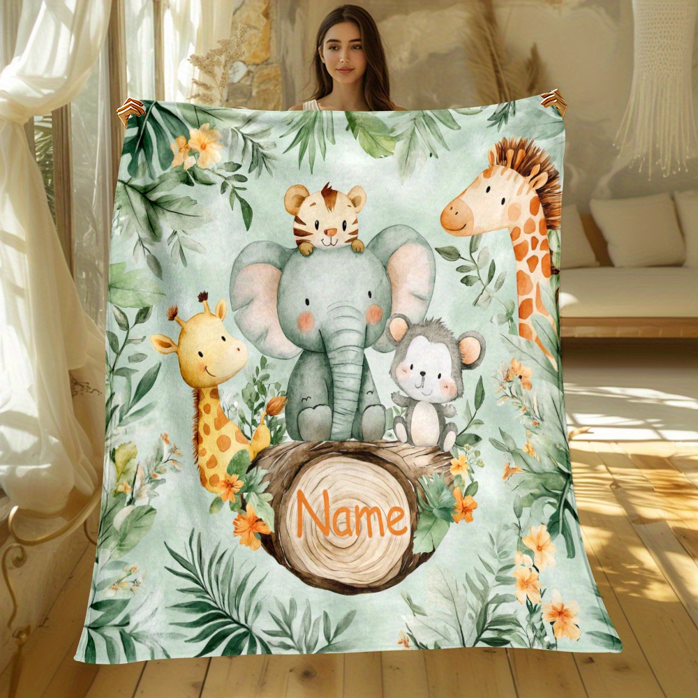 

Personalized Cute Animal Flannel Throw Blanket - Soft, Machine Washable Polyester Fleece For All Seasons - Perfect For Sofa, Bed, Travel, Camping & Office - Unique Gift Idea