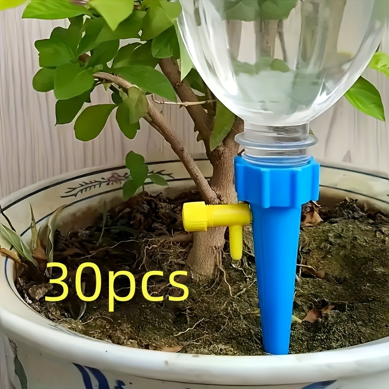 

30pcs Automatic Irrigation , Adjustable Watering Nozzles, Plastic Plant Watering Control Valve For Outdoor & Vacation Use, Random Color