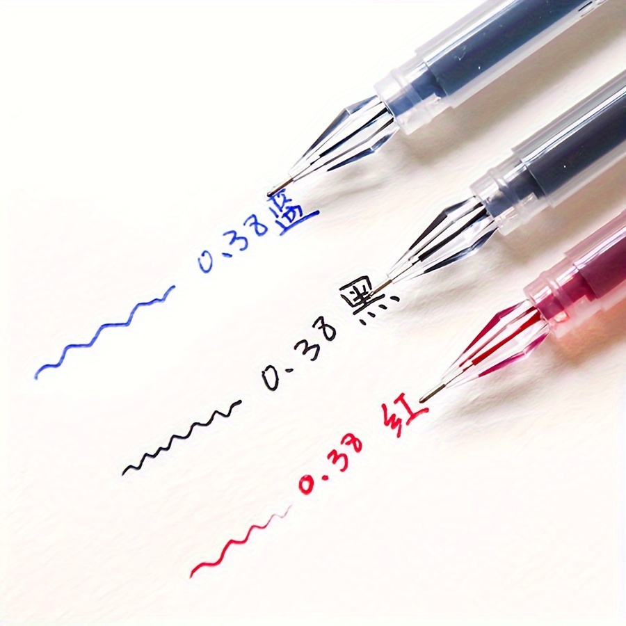 

Lot de 3 Stylos Gel à Pointe Diamant, Fine 0.38mm, Encre à Séchage Rapide, Noir/Bleu/Rouge - Idéal pour les Examens et