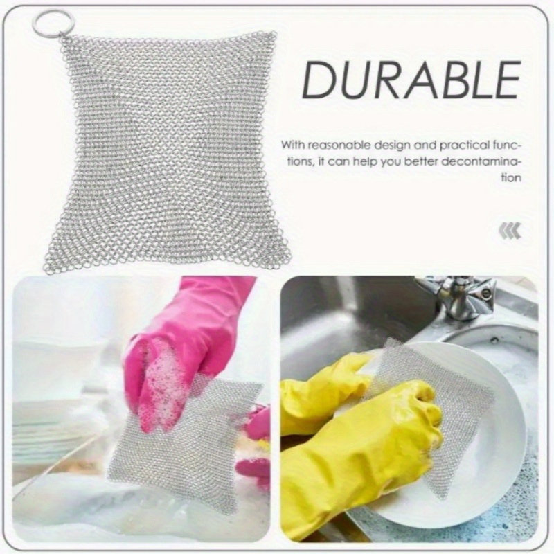 

Quick-dry, Stainless Steel Kitchen Scrubber Set - Mesh Dish & Pot Cleaning Pads With Hanging Loop,