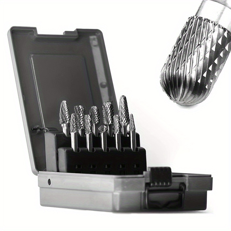 

10pcs Steel Carbide Rotary Tool Accessory Set - Includes Milling & Engraving Bits For Improvement, For Return School