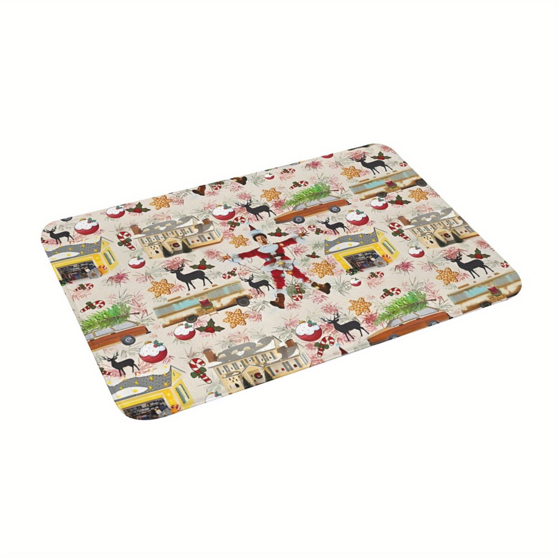 

's Christmas Vacation Themed Non-slip Bathroom & Living Room Rug - Machine Washable Polyester Entrance Mat For Home Decor