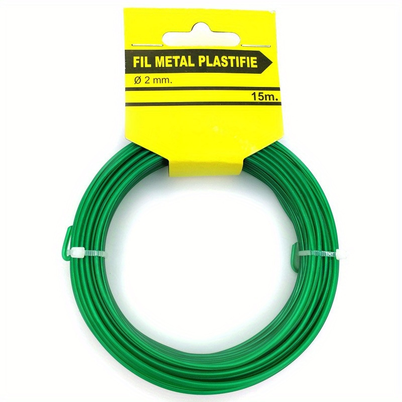 

15m/49.21ft Metal Plastic Coated Garden Wire, Soft Green Pvc Plant Support And Protection, Home Gardening Accessories, No Electricity Needed