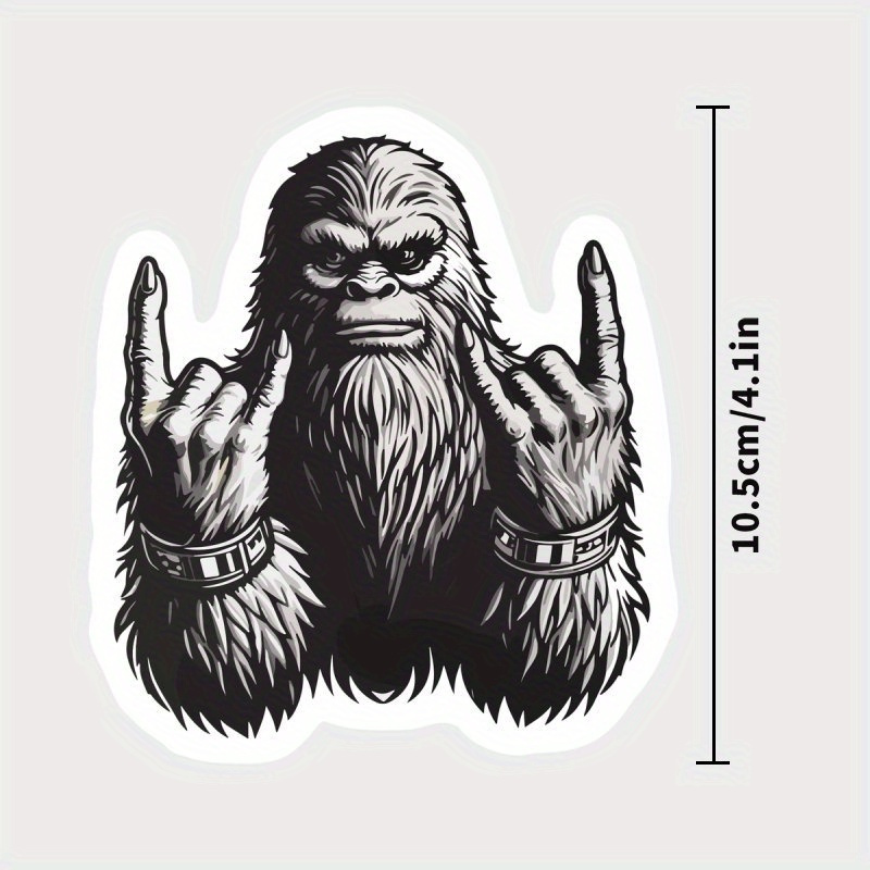Long-lasting Vinyl Sticker Featuring A Cartoon Sasquatch, , Bumpers, Bottles, And Notebooks. It Has A Self-adhesive Matte End, Comes Irregular Shape, Is Intended For Single Use, Suitable 14 And Up