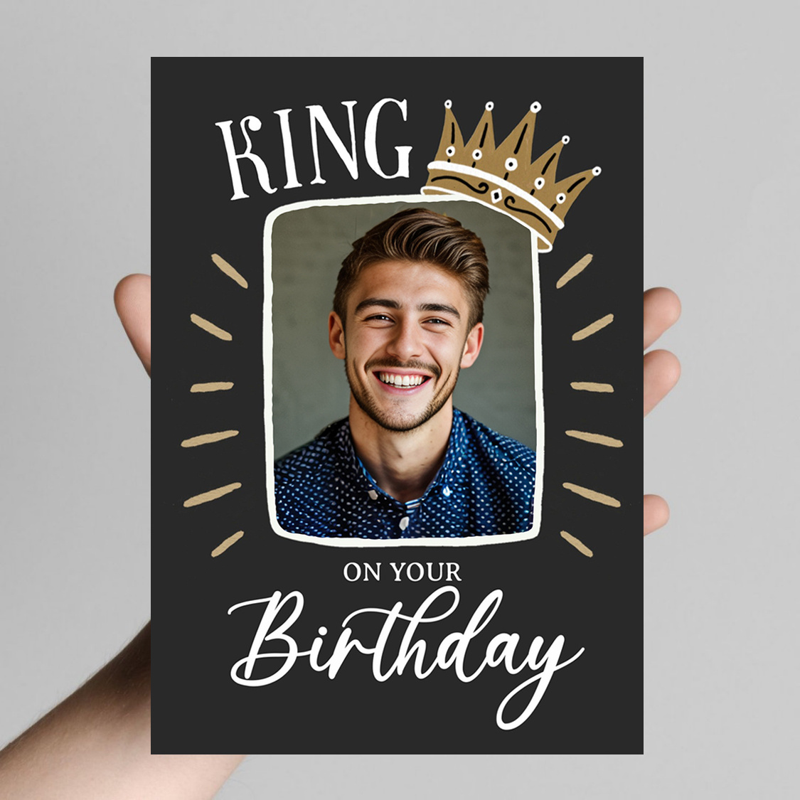 TEMU Happy Birthday Custom Photo Greeting Card, Happy Birthday Card For A King