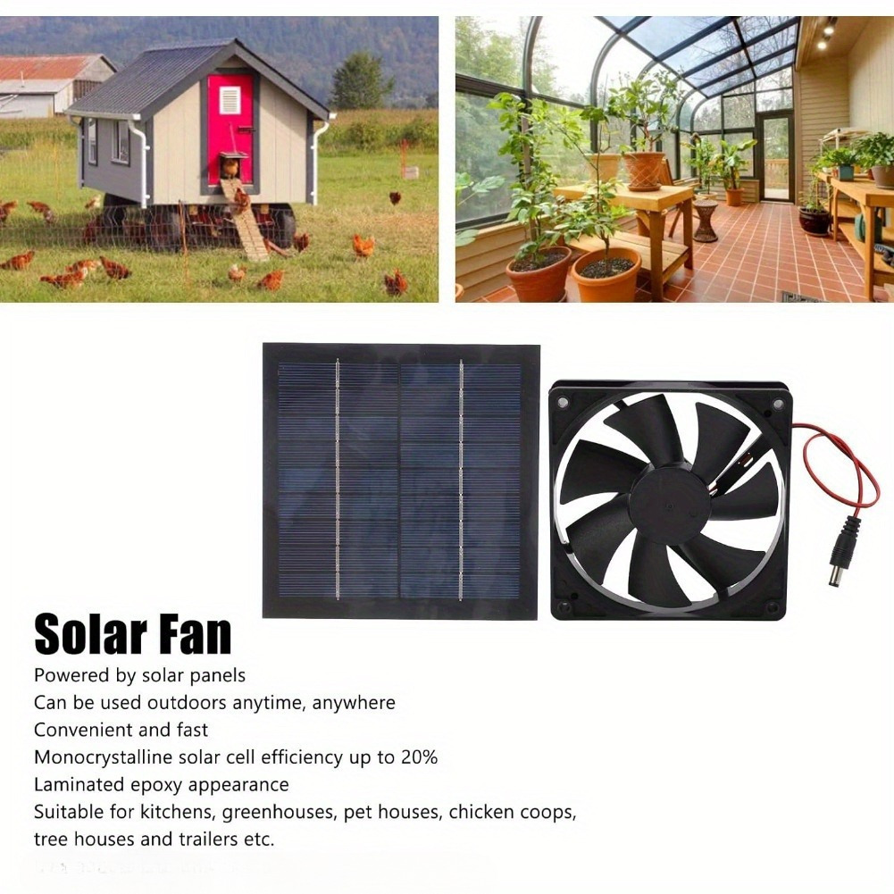 

Solar Powered Fan Kit, 20w Solar Powered Fan, Solar Exhaust Fan For Chicken Coop, Greenhouse, Dog House, Shed, Pet Houses, Window Exhaust, Mini Exhaust Fan For Diy Cooling Ventilation