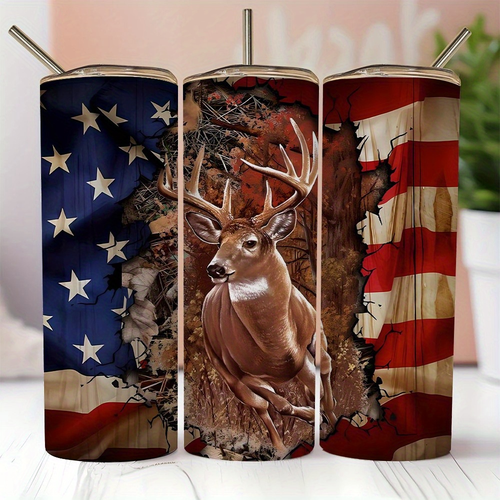 

20oz Stainless Steel Tumbler With Hunting Design - Vacuum Insulated, Scratch Resistant, Round Shape, Hand Wash Only, Pvc Free - Ideal Gift For Outdoor Enthusiasts