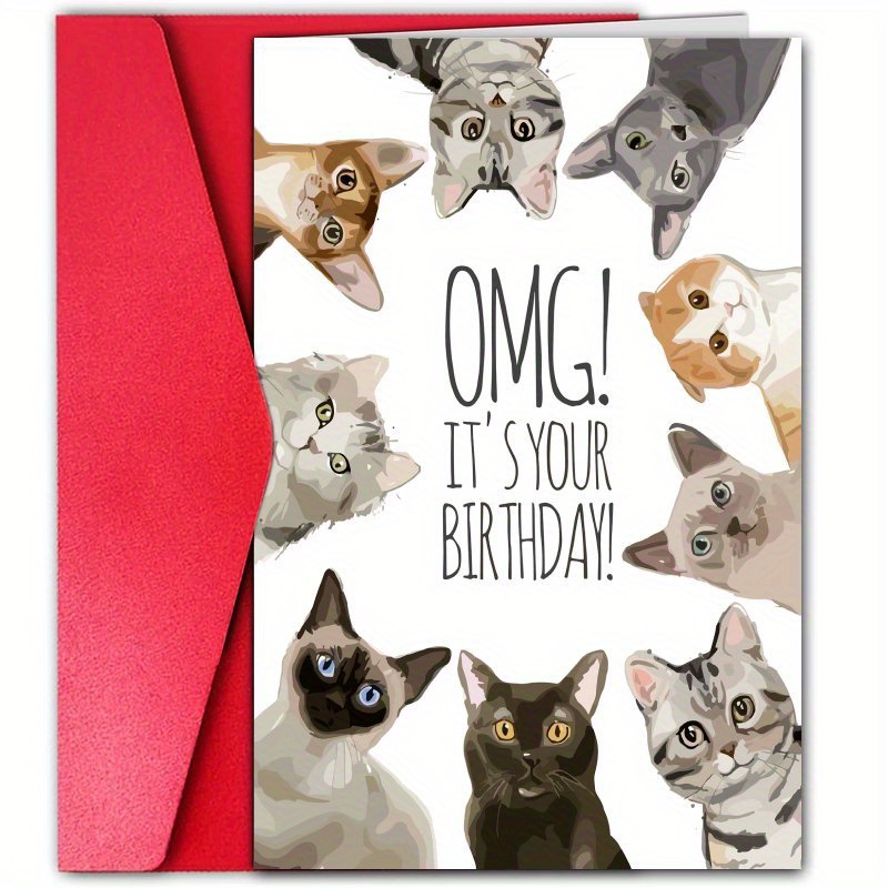 

Cat-themed Birthday Card - Perfect Gift For Cat Lovers, , High-quality Paper Greeting Card