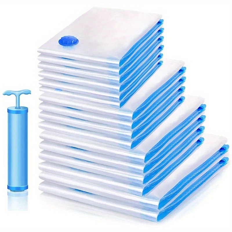 5pcs transparent vacuum storage bags with blue zipper space saving dust sealed containers for clothes blankets shirts     material triple seal for long   freshness ideal for   dorms bag storage organizer details 0