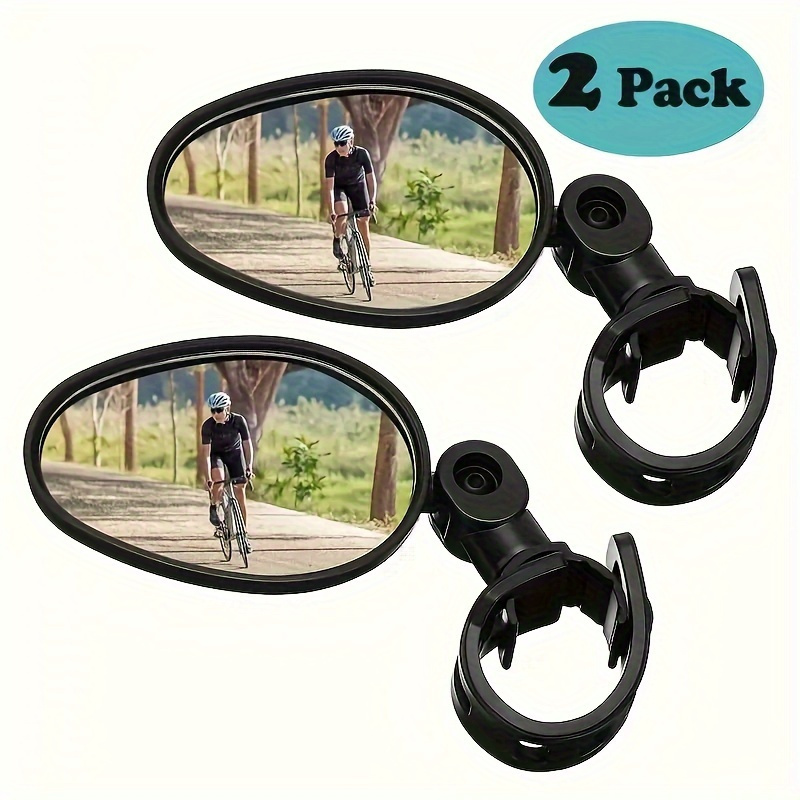 TEMU 2pcs Bicycle Rearview Mirrors - Wide-angle Convex Lens, Adjustable Mounting Bracket, Lightweight & Durable Side Mirrors For Rear Visibility -