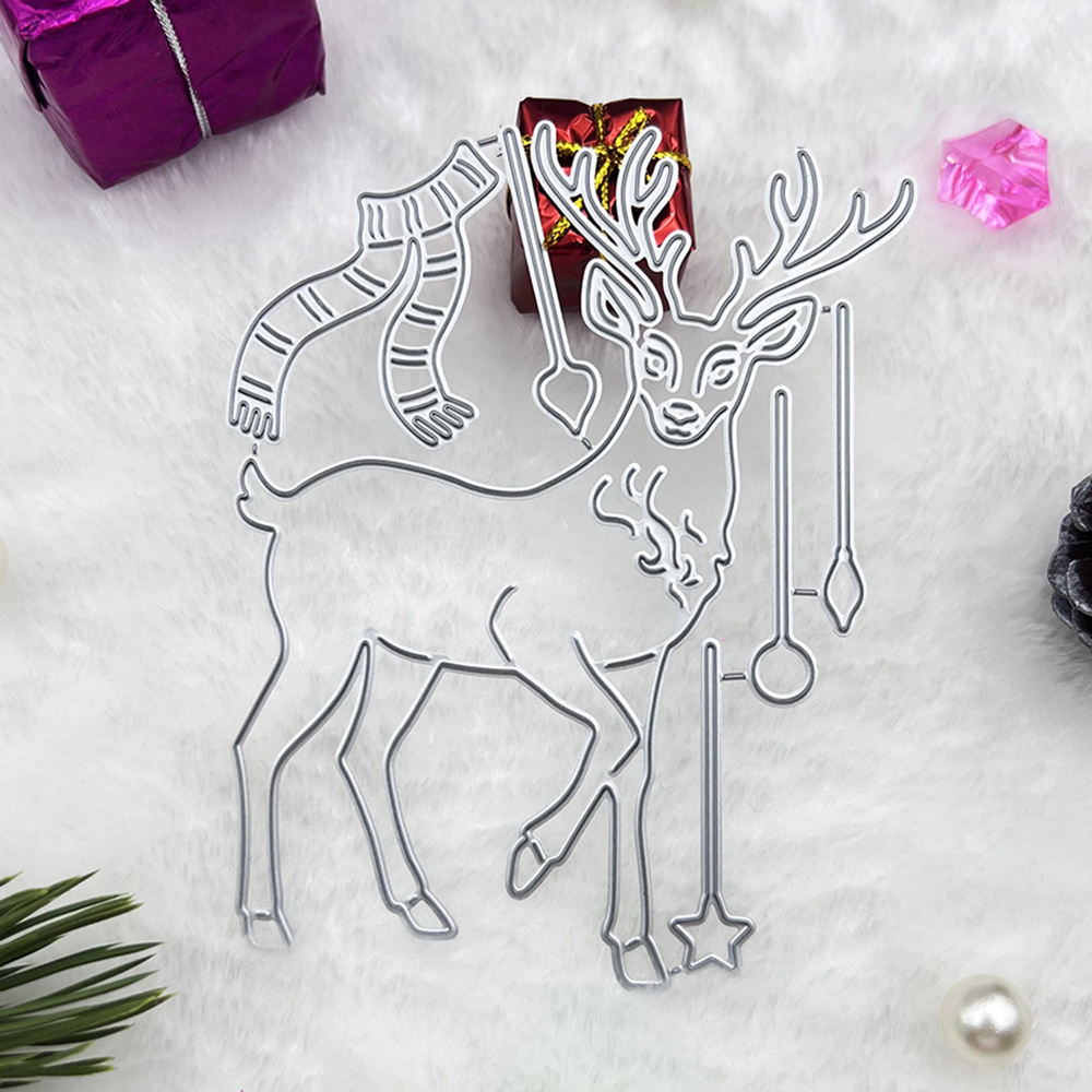 

Merry Christmas Deer Metal Cutting Die - 1pc Embossing Stencil For Diy Card Making & Craft Decorations, Holiday Parties