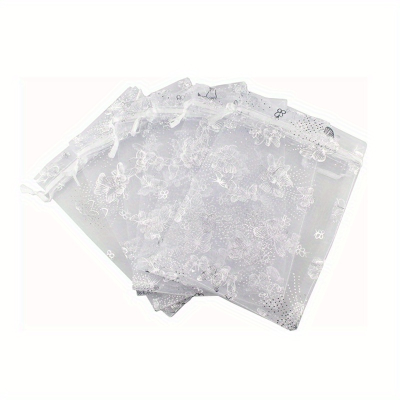 50pcs Pattern Premium Drawstring Organza Gift Bags - Elegant Jewelry Packaging, Party Favors & Wedding Supplies – Perfect For Storing Candy And Samples