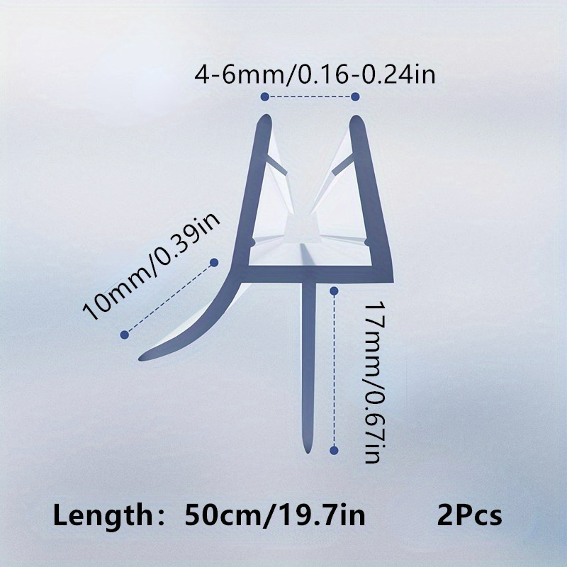 Image of Set Of 2 Shower Door Seals, Each 50cm/19.7in Long, Made Of Pvc, Of The Shower Screen