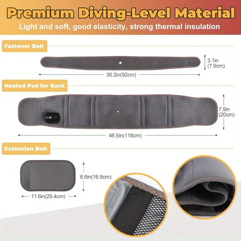 3-temperature heating pad with vibration massage - rechargeable for lower back, portable for Product details 4