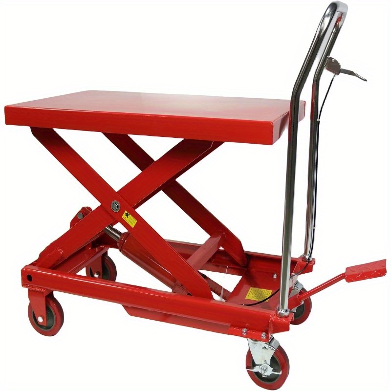 

Hydraulic Lift Table Cart 1100lbs Double Scissor Lift Table, Cart Lift Table Cart 30.8" Lifting Height With 4 Wheels And Foot Pump, Hydraulic Cart For Material Handling And Freight Lifting